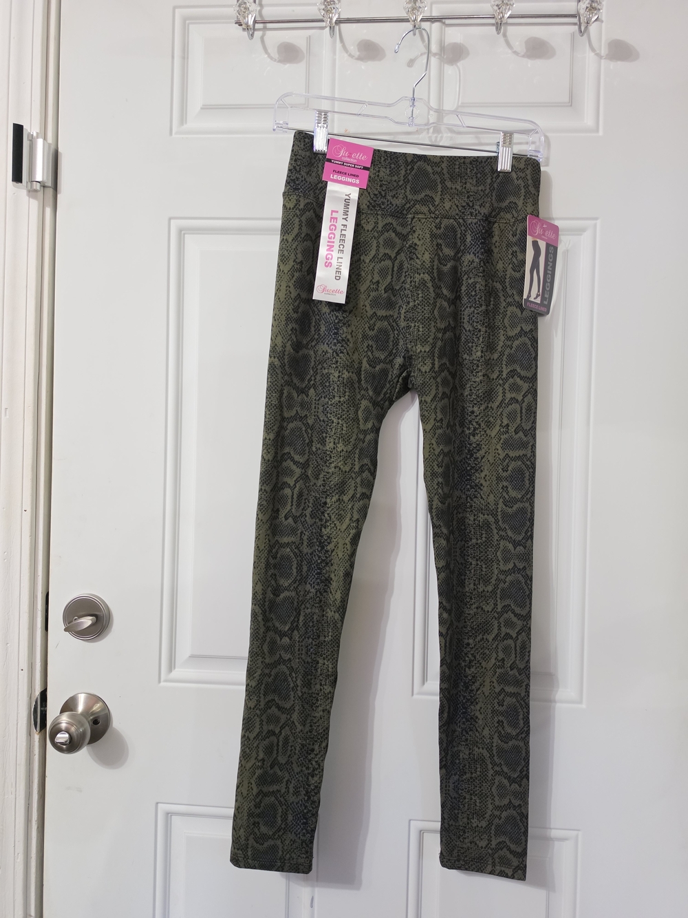 Suzette Fleece Lined Snake Print Leggings One Size NWT